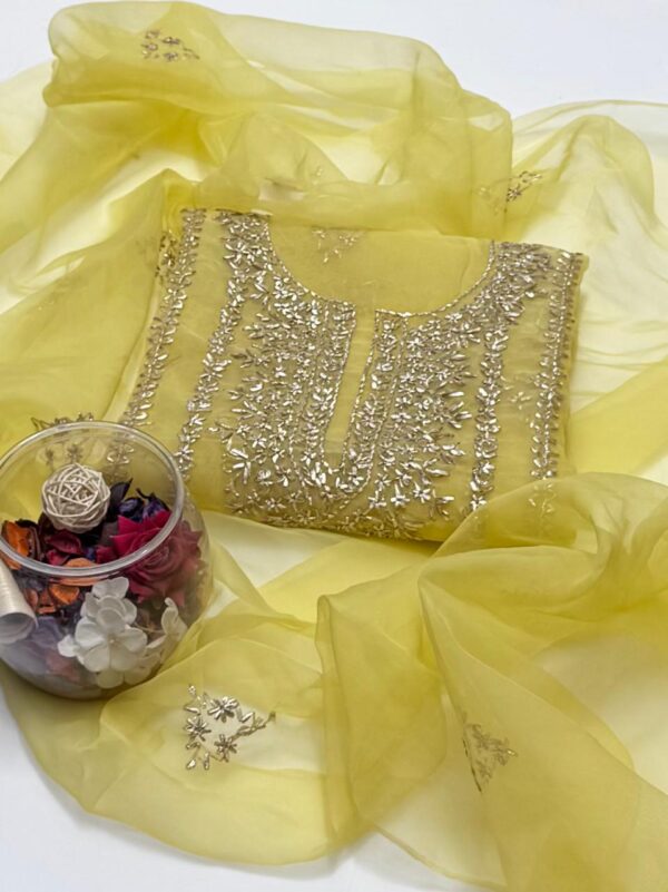 Pure Organza Gota Work 2 Pc Shirt and Dupatta Unstitched - Image 7