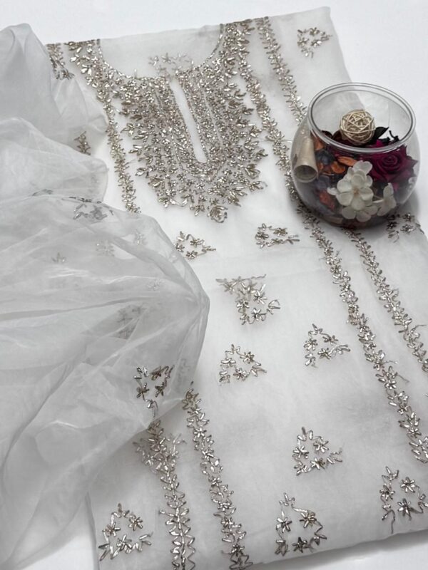 Pure Organza Gota Work 2 Pc Shirt and Dupatta Unstitched - Image 8
