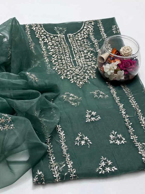 Pure Organza Gota Work 2 Pc Shirt and Dupatta Unstitched - Image 9