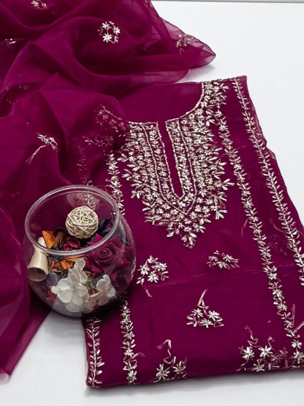 Pure Organza Gota Work 2 Pc Shirt and Dupatta Unstitched - Image 11
