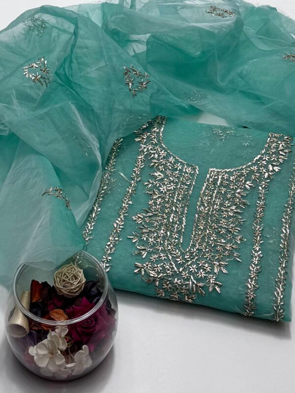 Pure Organza Gota Work 2 Pc Shirt and Dupatta Unstitched - Image 12