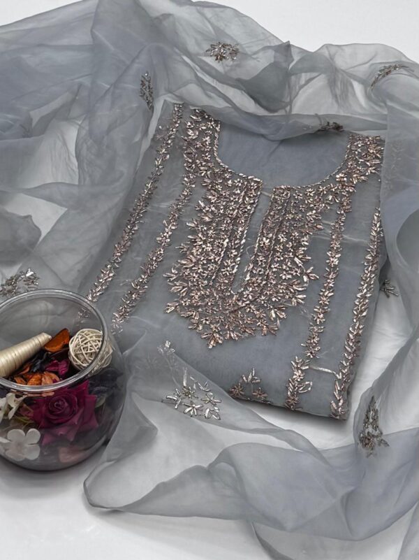 Pure Organza Gota Work 2 Pc Shirt and Dupatta Unstitched - Image 14
