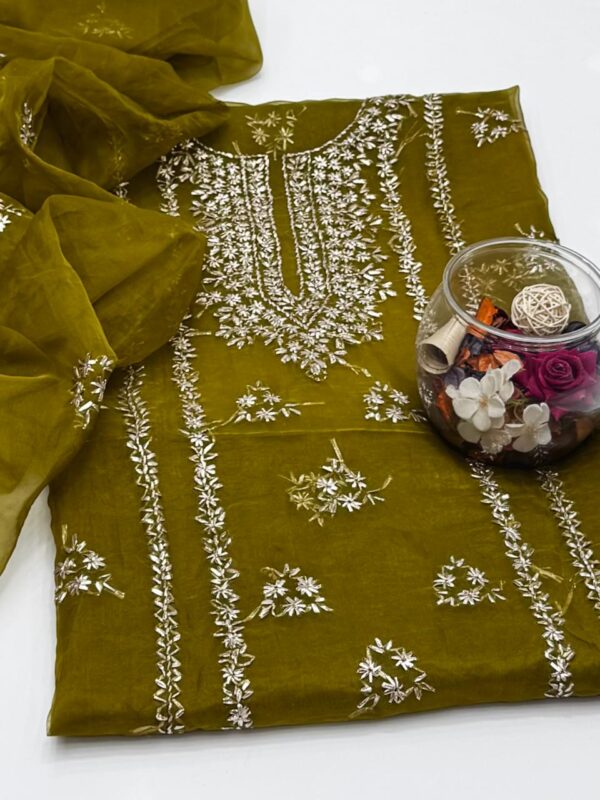 Pure Organza Gota Work 2 Pc Shirt and Dupatta Unstitched - Image 15