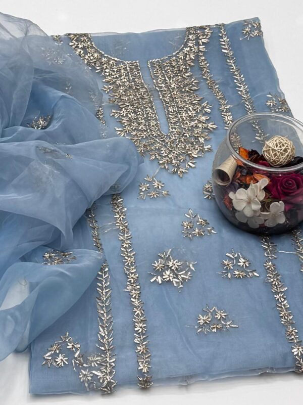Pure Organza Gota Work 2 Pc Shirt and Dupatta Unstitched - Image 17