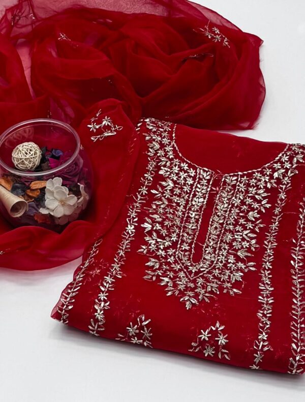 Pure Organza Gota Work 2 Pc Shirt and Dupatta Unstitched - Image 18