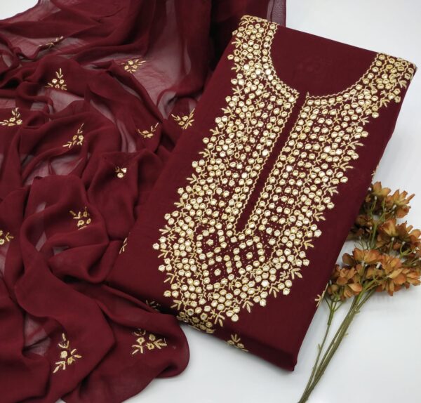 Balochi Embroidery Mirror Gala style Work 3Pc Suit - Image 2