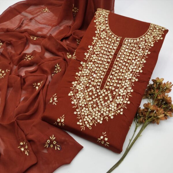 Balochi Embroidery Mirror Gala style Work 3Pc Suit - Image 8