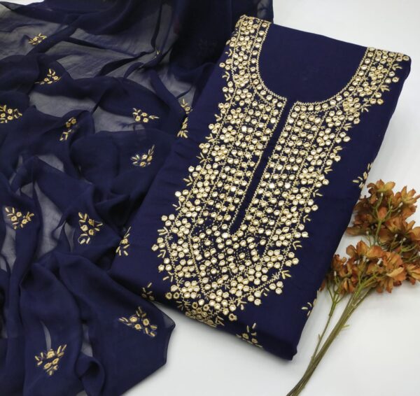 Balochi Embroidery Mirror Gala style Work 3Pc Suit - Image 15