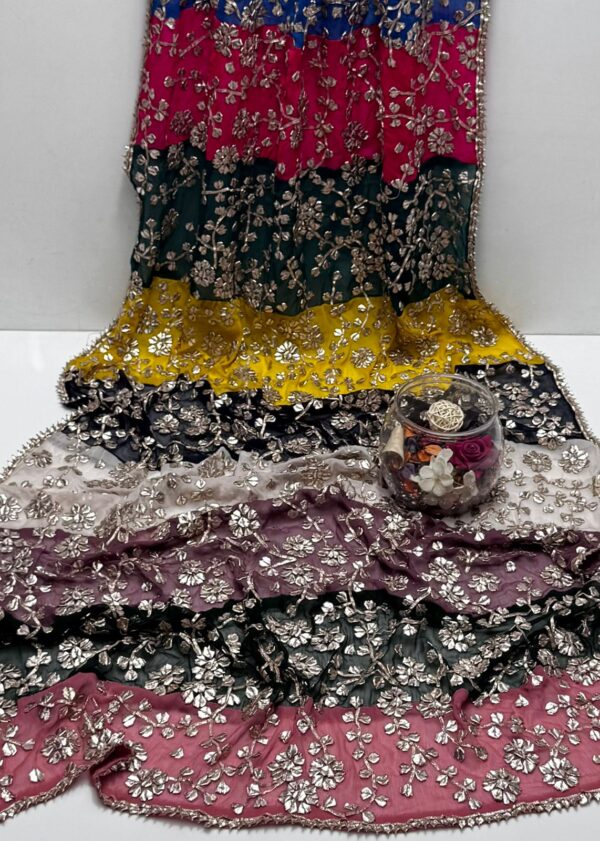 Fancy Gota Work Multi Color Chiffon Dupatta - Image 2
