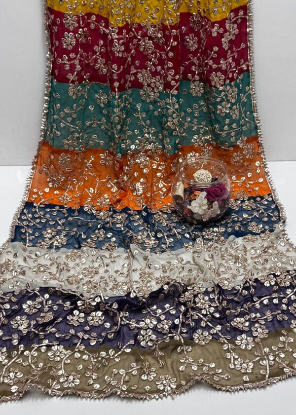 Fancy Gota Work Multi Color Chiffon Dupatta - Image 3