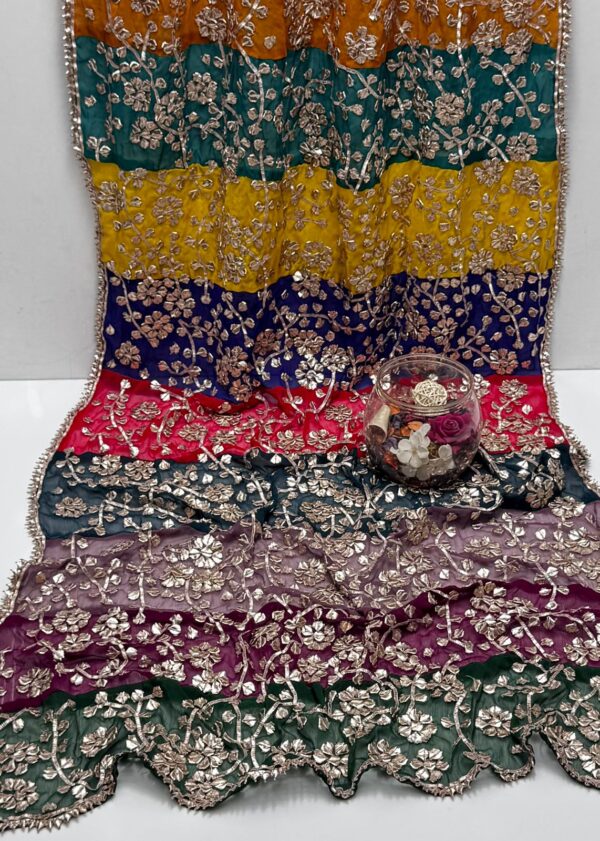 Fancy Gota Work Multi Color Chiffon Dupatta - Image 4