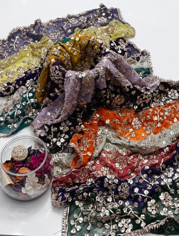 Fancy Gota Work Multi Color Chiffon Dupatta - Image 6
