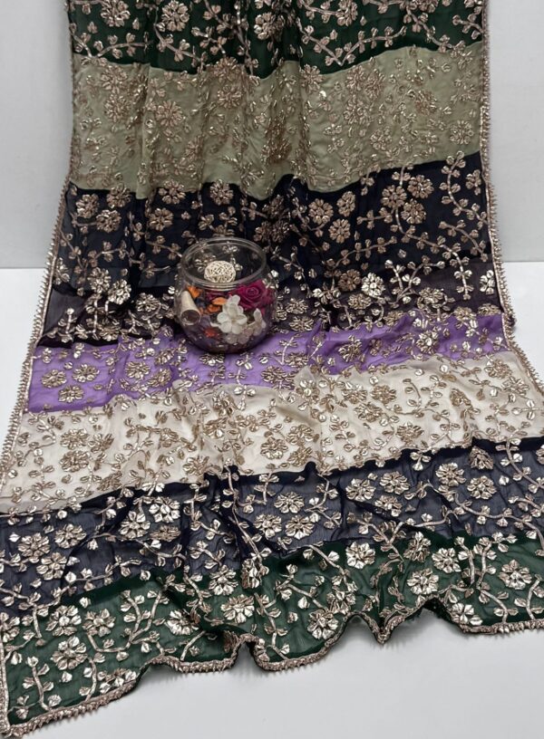 Fancy Gota Work Multi Color Chiffon Dupatta - Image 8