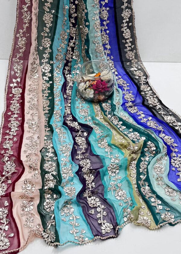Fancy Gota Work Multi Color Chiffon Dupatta - Image 9