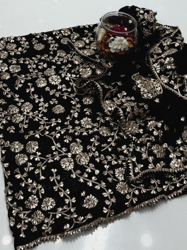 Bamber Chiffon LCD Handmade Gotta Full Jaal 2 Pc Suit - Image 3