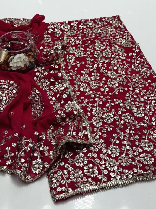 Bamber Chiffon LCD Handmade Gotta Full Jaal 2 Pc Suit