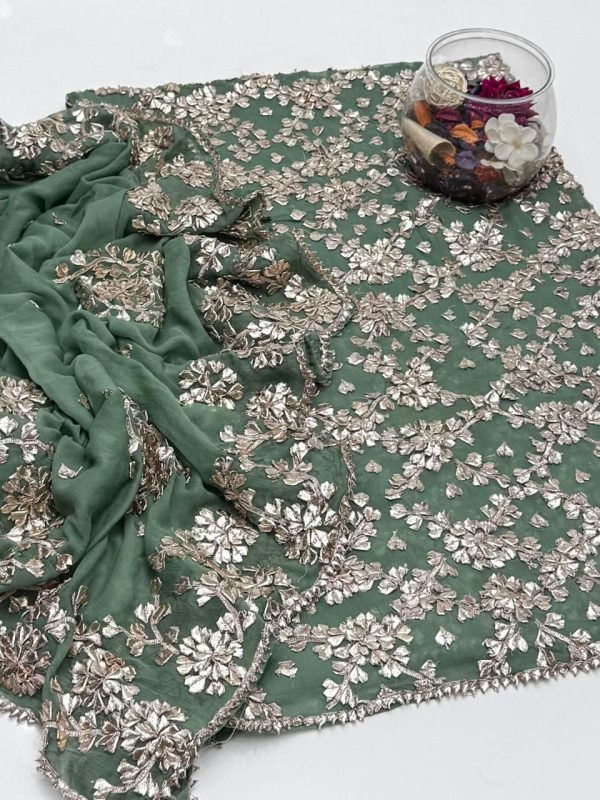 Bamber Chiffon LCD Handmade Gotta Full Jaal 2 Pc Suit - Image 5