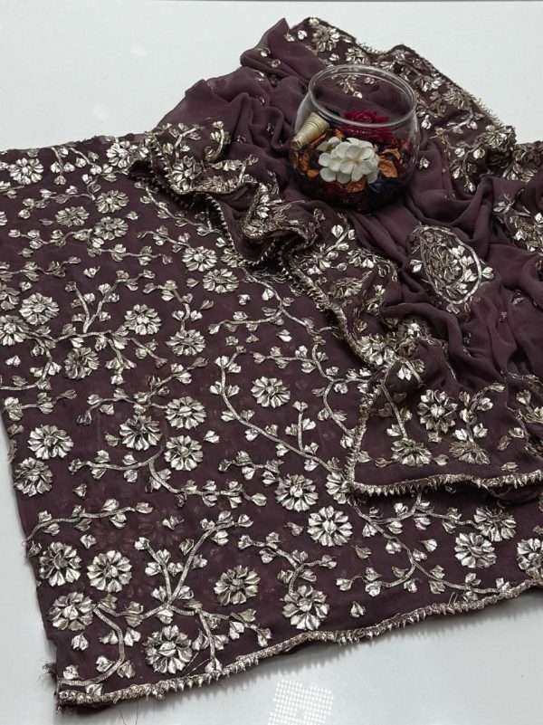Bamber Chiffon LCD Handmade Gotta Full Jaal 2 Pc Suit - Image 6