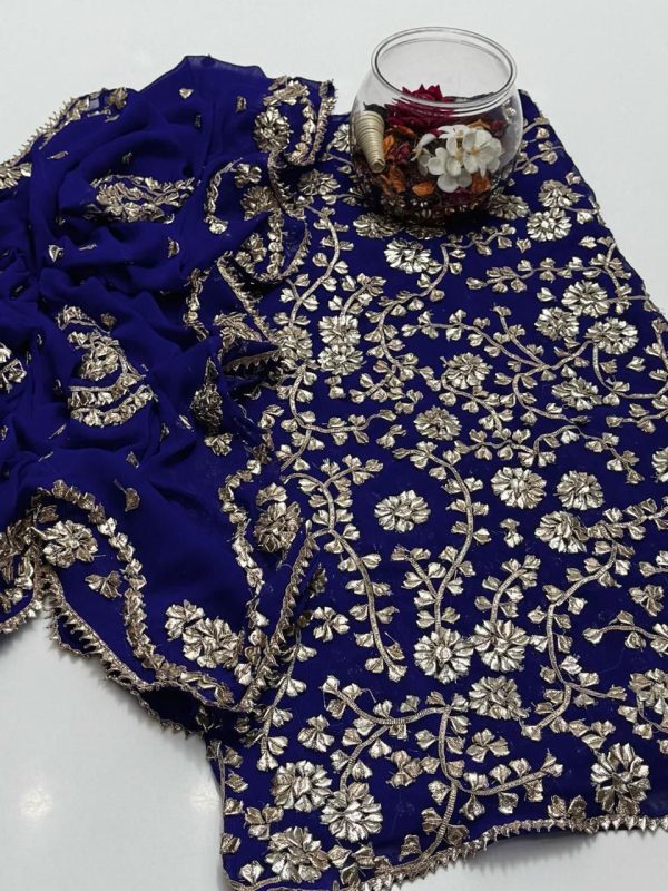 Bamber Chiffon LCD Handmade Gotta Full Jaal 2 Pc Suit - Image 7