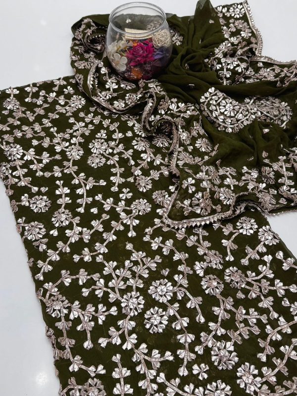 Bamber Chiffon LCD Handmade Gotta Full Jaal 2 Pc Suit - Image 10