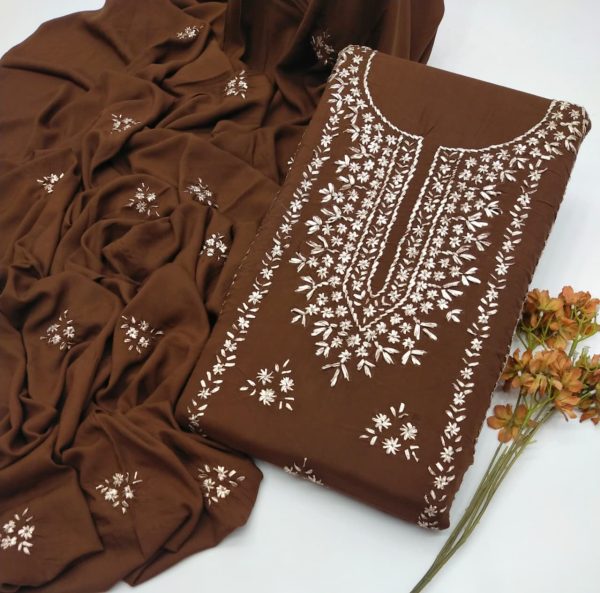 Fine Linen Handmade LCD Gota Work 3Pc Unstitched Suit - Image 9