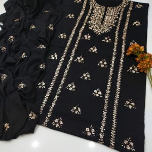 Fine Linen Handmade LCD Gota Work 3Pc Unstitched Suit