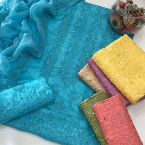 9mm Galla Daman Machine Embroidery Viscose 3 Pc Unstitched
