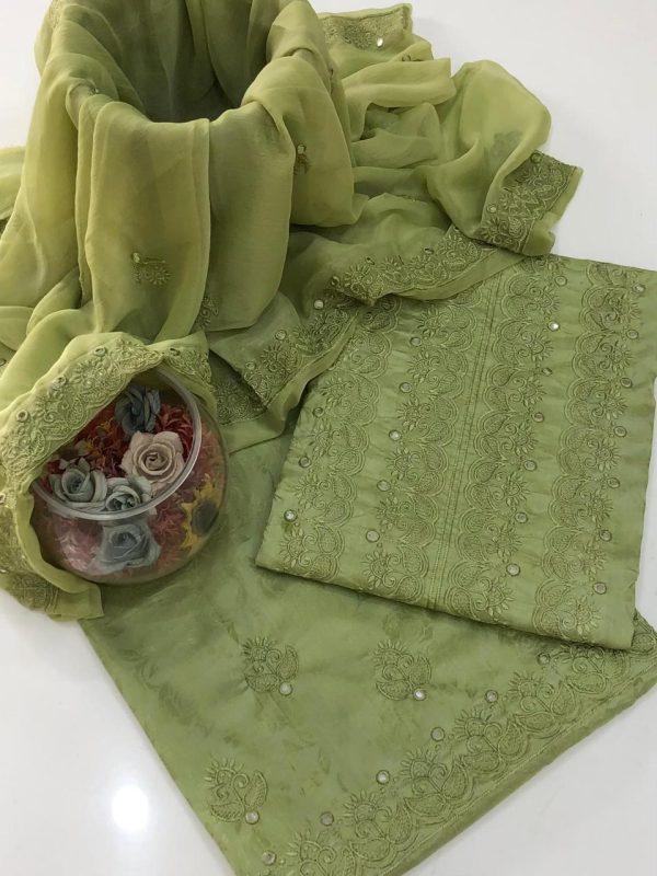 9mm Galla Daman Machine Embroidery Viscose 3 Pc Unstitched - Image 3