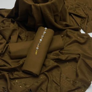 Dhanak Marina 3 Pc suit with Velvet Sequence Shawl