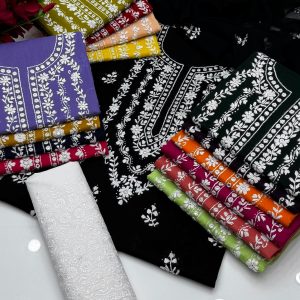 GTM Lawn Embroidered Pakka Shesha Work with Chicken Trouser